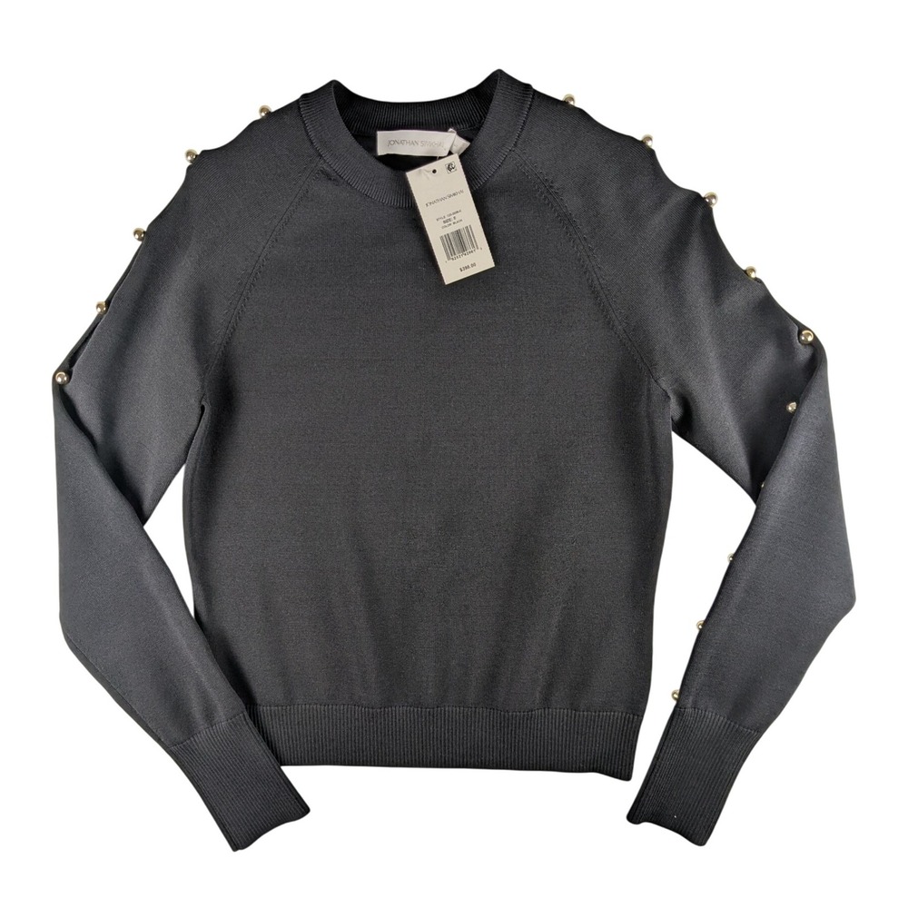 Jonathan Simkhai Knit Sweater Gold Button Accents Black Size‎ S